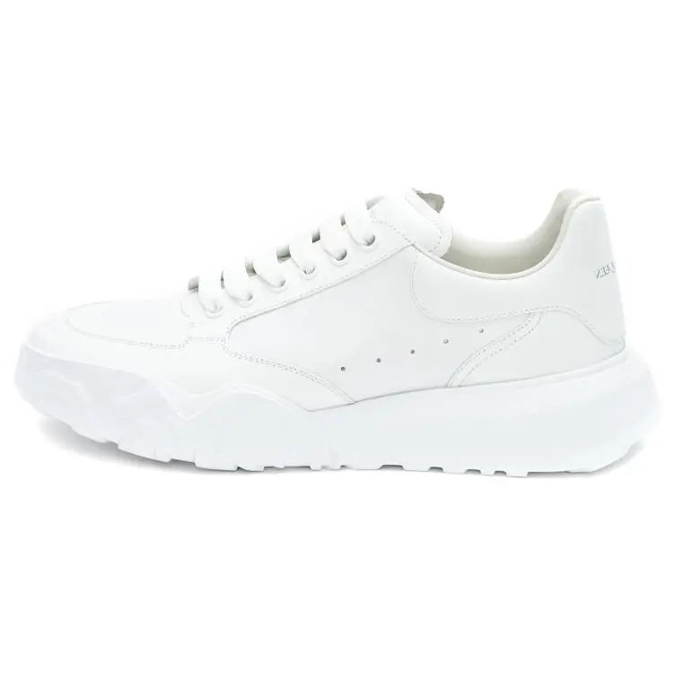 Alexander McQueen Court Trainer Men's Low-Top Fashion Sneakers in White with Lace-Up Nap Verifiable, with credentials and supporting global authentication