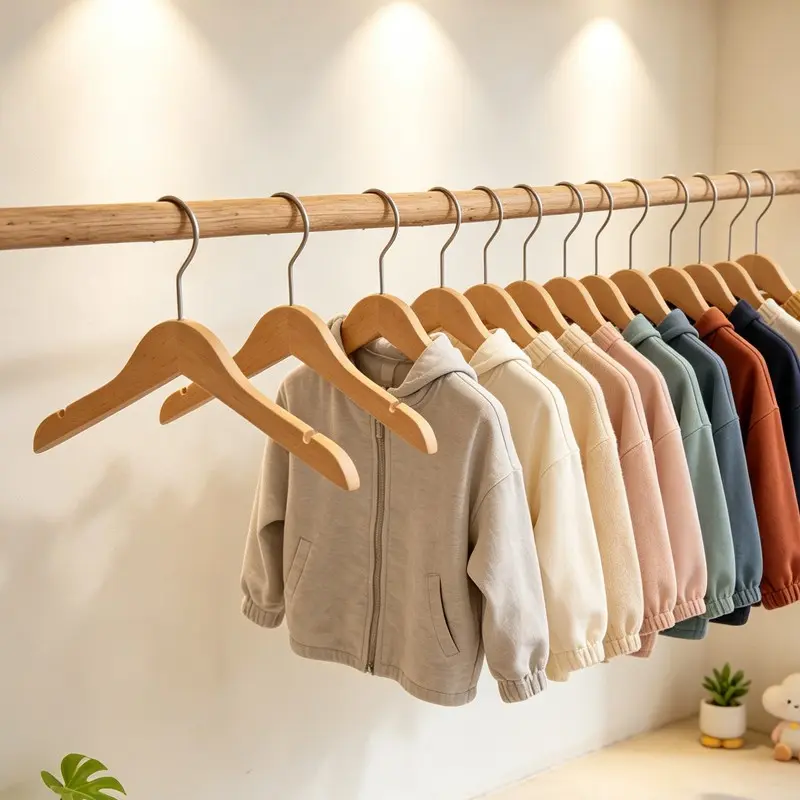 10-Pack Wooden Mini High-End Hangers, Non-Slip Dress T-Shirt Organizer, Small Hanger for Coats Sweaters, Storage Clothes Rack