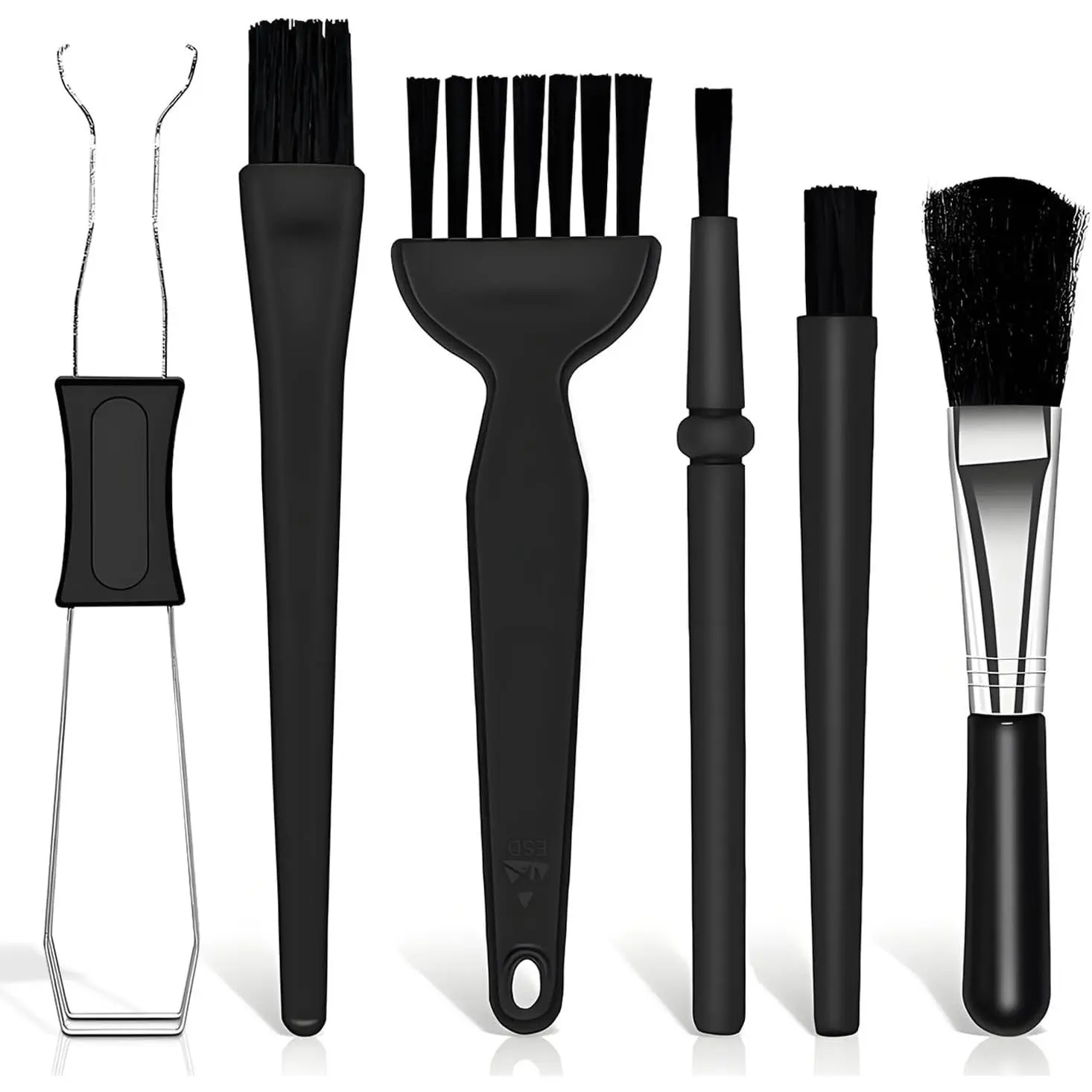 6 count Keyboard Brush Cleaner Kit with Keycap Puller &  Puller, PP Handle Nylon Small Space Dust Removal Anti Static Brush for  Keyboard Electrical Appliance Seam Motherboard Camera