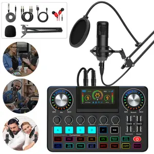 All-in-One Podcast Recording Kit: BM-800 Condenser Microphone Set   Audio Interface/Live Sound Card with Display, Supports Bluetooth/Mobile/Computer/PC, with Mixer, Suitable for Recording/Singing/Live Streaming/Karaoke