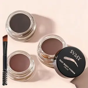 4 Color Options Eyebrow Pomade with Brush, Long-Lasting Waterproof Formula, Natural Dense Wild Brow Look, All-Day Smudge-Free, 1 Piece