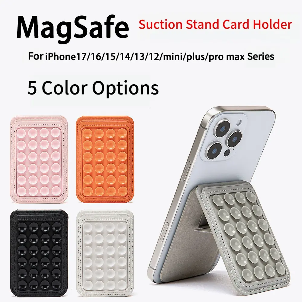 1pc Magsafe Airbag Suction Cup Phone Mount, Magnetic Card Holder, Anti-Slip Foldable, Glass Adsorption, Phone Holder Stand, Compatible with iPhone