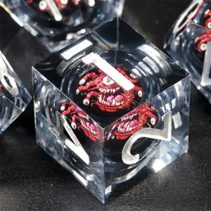 7pcs Multi-Eye Liquid Core Resin Dice, Cosplay Game Dice, Halloween and Christmas Game Dice Gift, Perfect for Gaming Enthusiasts