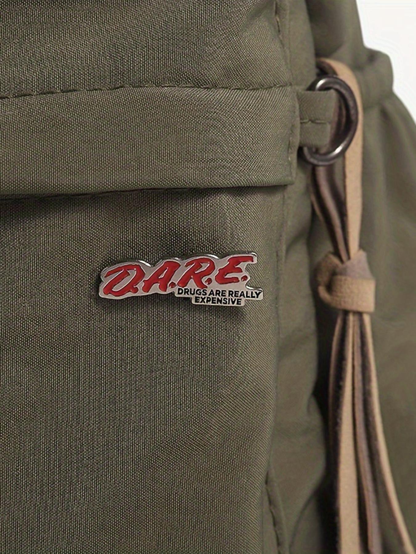 Dare Enamel Pin, Geometric Lettering Metal Brooch, Fashion Accessory for Clothing and Bags, Simple Punk Style Badge