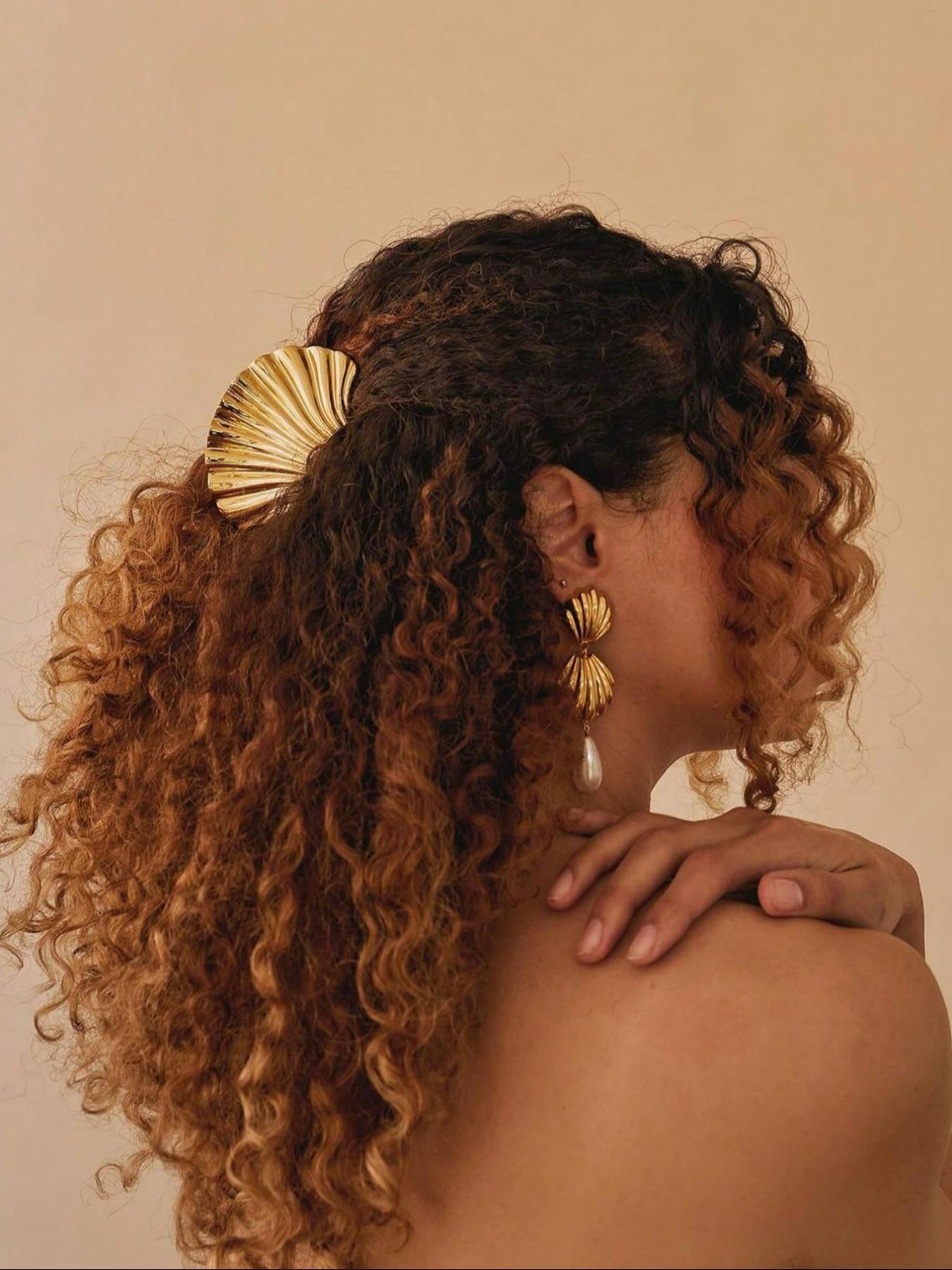 Creative Shell Design Wavy Claw Hair Claws, Elegant Hair Accessories for Women & Girls, Fashion Hair Accessories for Party, Daily Clothing Decor