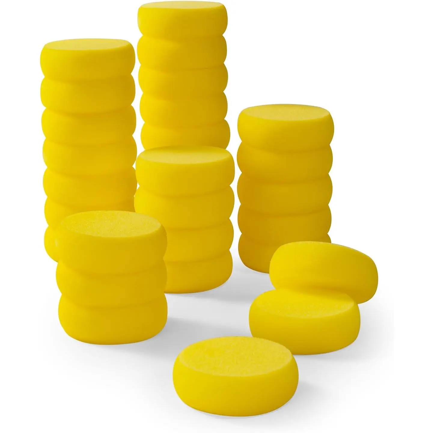 30 Pack Small Painting Sponges, 2.9 Inch Pottery Sponges for Clay, Paint Sponges for Acrylic Painting, Crafts, Ceramics, Household Use and More - Yellow Round Sponges
