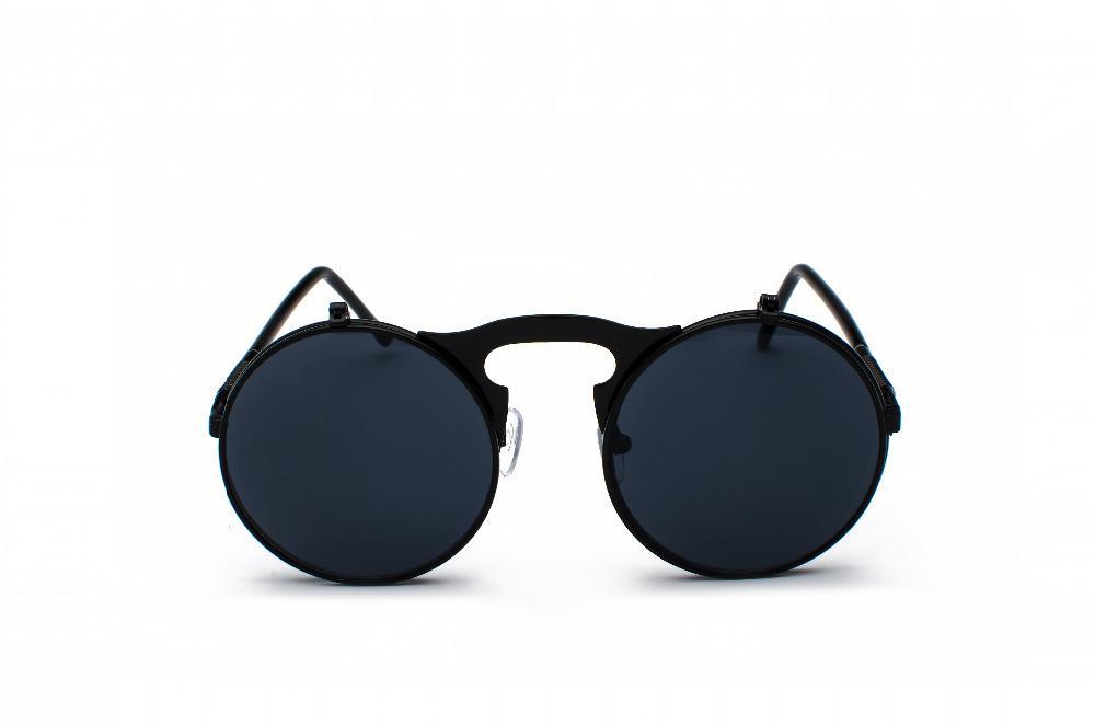 Vintage Steampunk Flip Sunglasses Retro Round Metal Sun Glasses for Men and Women Brand Designer Circle Oculos