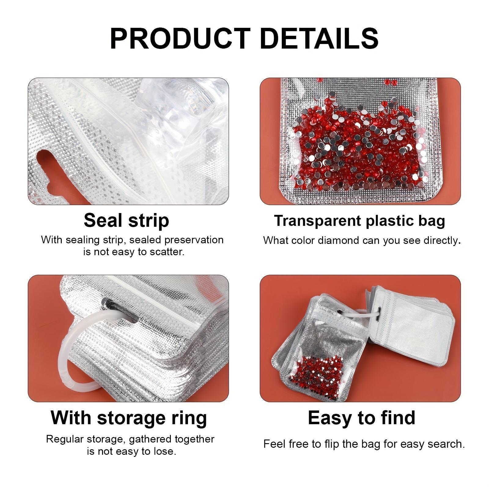 DIY Diamond Art Painting Beads Storage Bag, 50pcs/set Plastic Transparent Ziplock Bag, Zipper Bag, Drills Glued Stone Storage Sealing Bag, Craft Supplies, Zipper Pouches, Resealable Zipper Pouch, Sealing Storage Bags