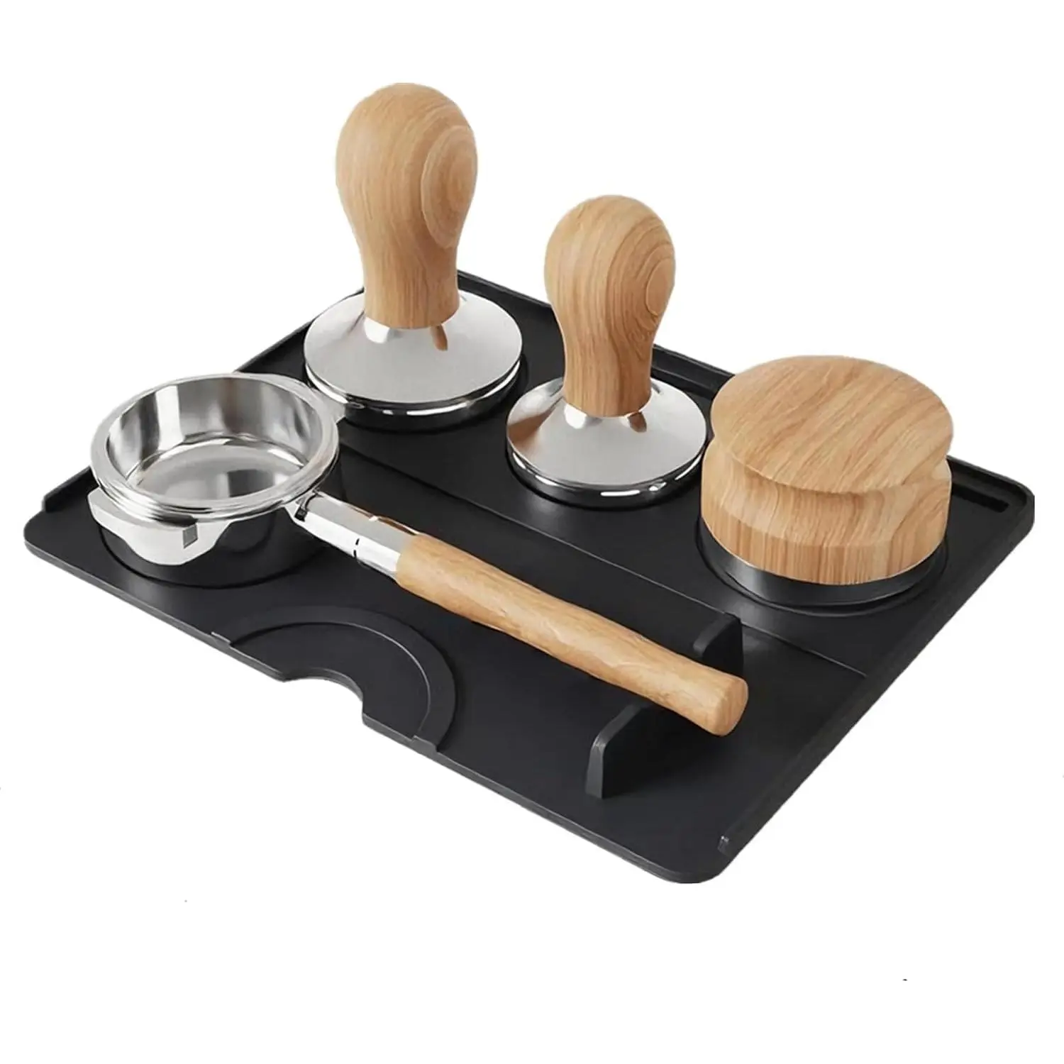 Espresso Tamping Mat, Coffee Tamper Mat, Espresso Mat for Counter,  Tamper Mat, -grade, Non-Slip, , Heat Resistant (Black, 9.84''x7.87'')