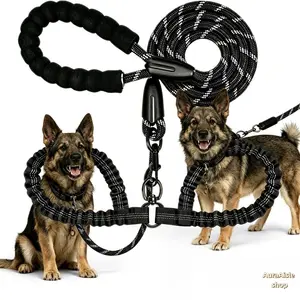 iYoShop Dual Dog Leash, Double Dog Leash, 360 Swivel No Tangle Walking Leash, Shock Absorbing Bungee for Two Dogs