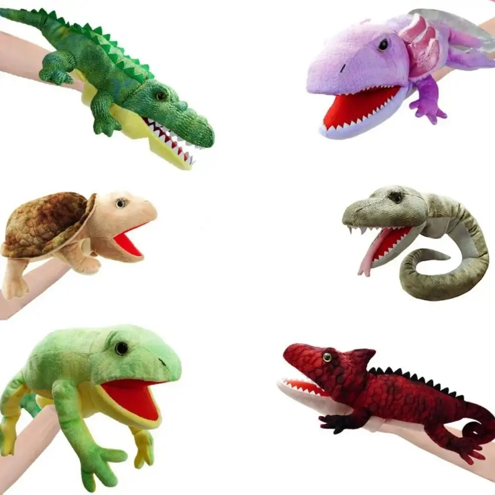 Turtle Salamander Animal Hand Puppet Frog Crocodile Lizard Snake Hand Puppet Educational Stuffed Animal Storytelling Puppet