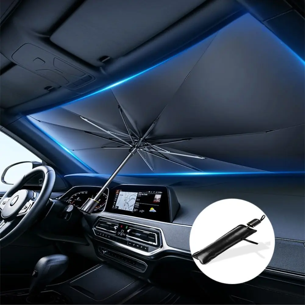 [2026 Upgrade] Windshield Sun Shade Umbrella for Cars, Foldable Vehicle Accessories with Titanium Silver Coating, UV Blocking, Heat Insulation, Fits Sedan, Truck, Pickup, SUV, RV