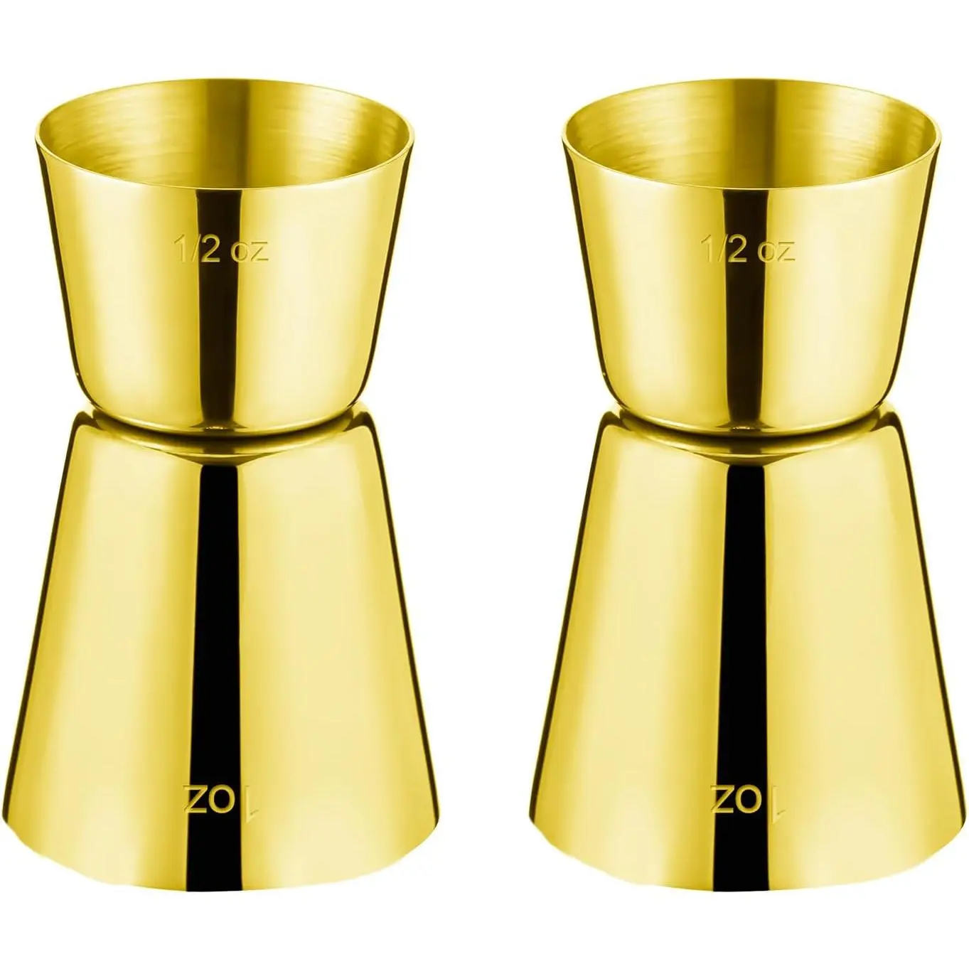 Jigger for Bartending, 2 count Double  Jigger   304  Grade Stainless Steel Jigger 1 OZ 1/2 OZ, Flat