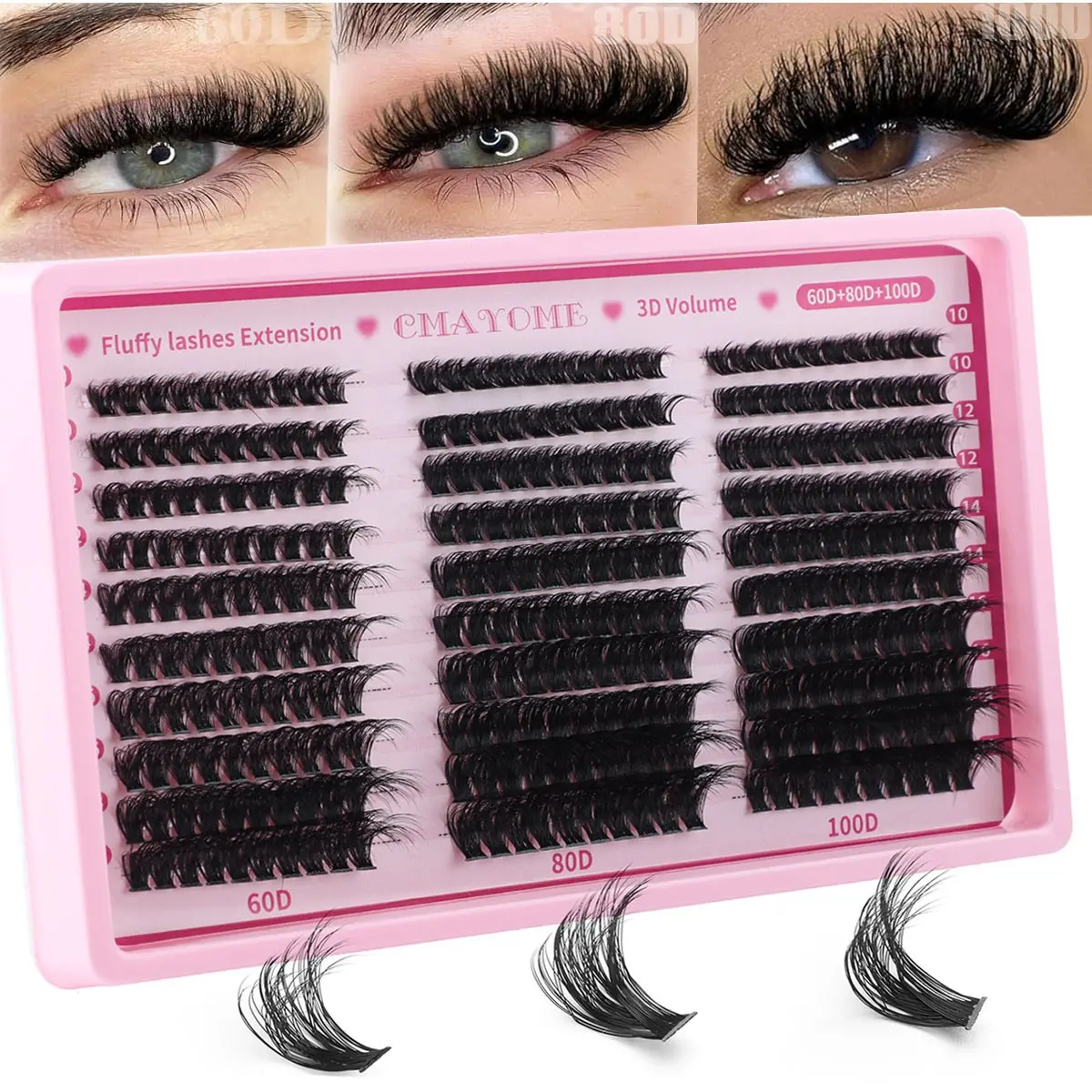300 false eyelash string, DIY home eyelash extender, clustered false eyelashes, Fluffy eyelashes cluster, naturally thick false eyelashes, reusable eyelash string, beginner's starter kit, easy to DIY application, Diy Volume Eyelashes