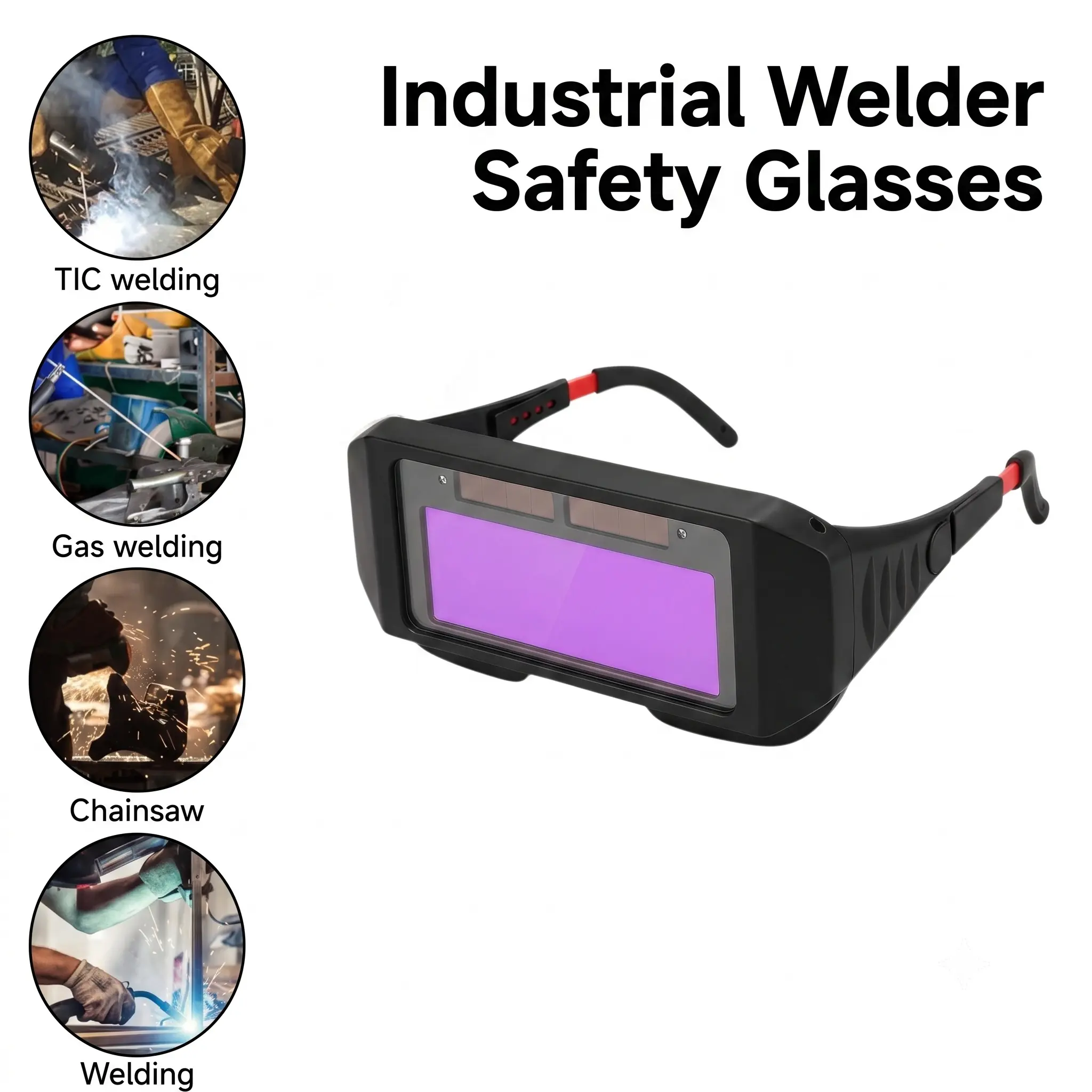 1 Pack Industrial Welder Safety Glasses, Solar Auto-Darkening Work Safety Goggles for Home Improvement,campingessentials,campinggear-YY0