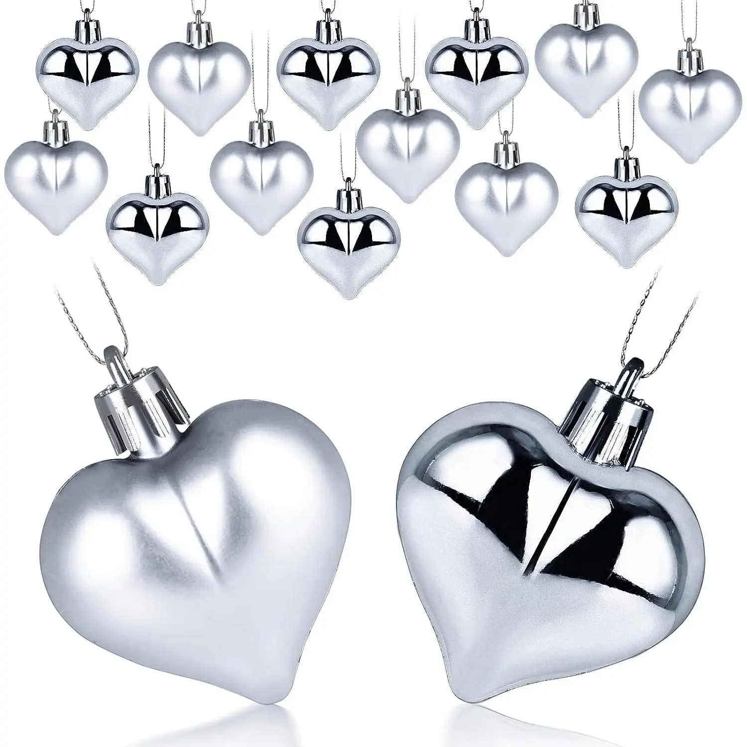 15 count Heart Decorations for Christmas Tree,  Ornaments | Small  Heart Ornaments for Christmas, Valentine’s Day Tree, Wedding Anniversary, Party Decor
