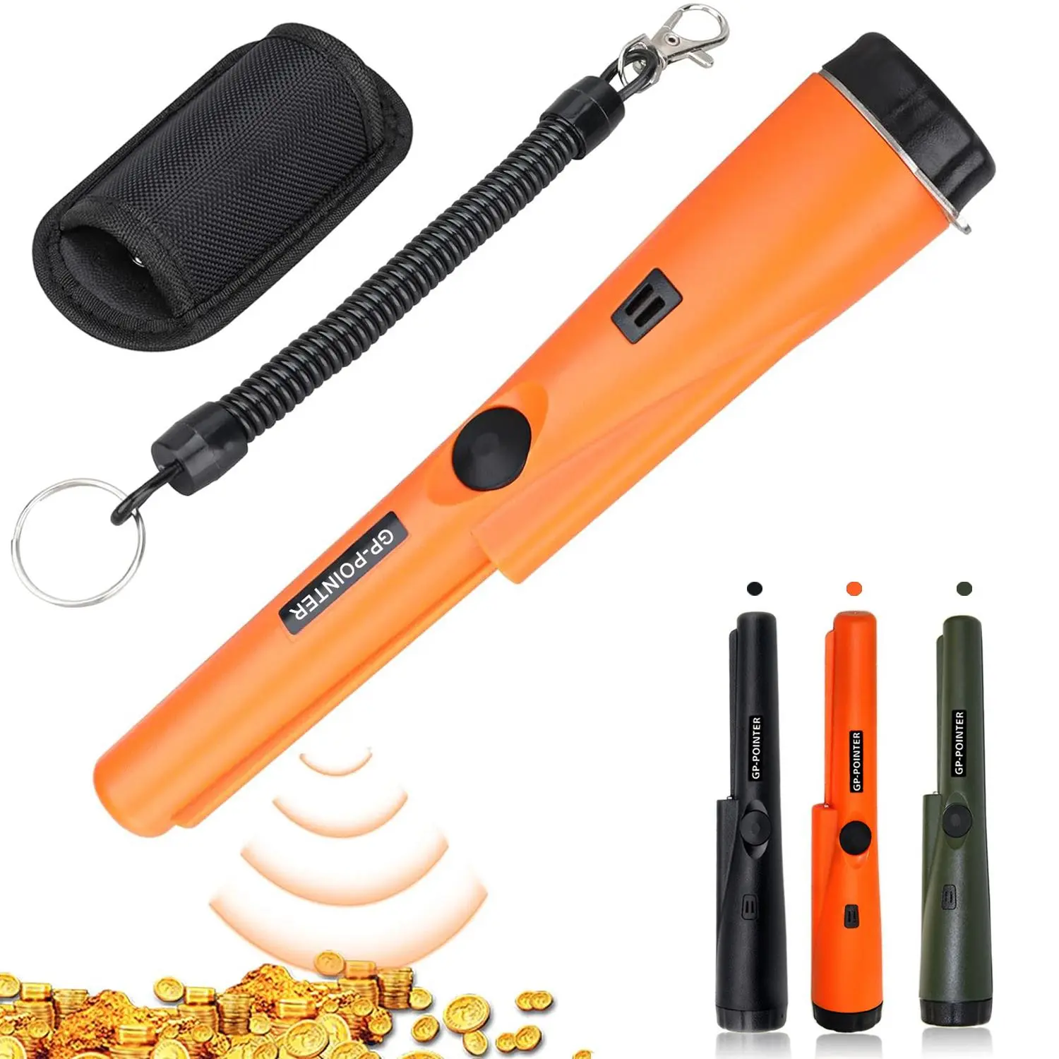 Waterproof Handheld Metal Detector, Professional Waterproof Handheld Pointer Stick, Precise Positioning Detector Probe with Belted Holster, Lightweight Design, Metal Detector Pinpointer