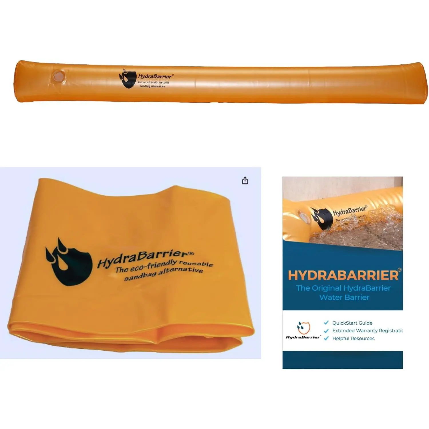 The  HydraBarrier Standard Flood Barrier – 6 ft Long x 4 in High – Light,  Sandbag Alternative – Flood Control & Diversion Tube for , Garage, Door & Property Protection