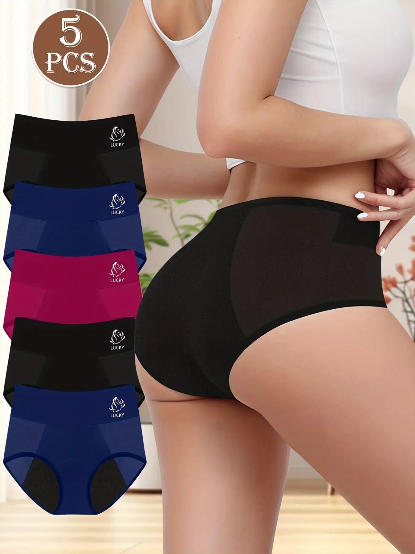 5-Pack Leak-Proof Panty Liners, High-Waisted Comfort, Extended Protection Layer, Ideal for Heavy Days, Use with Sanitary Pads