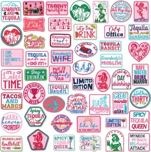 50 Pcs Funny Bar Themed Iron On Patches, Colorful Embroidered Sew On Applique with Words, Multiple Styles for Clothes Hats Backpacks Jackets, Ideal Accessories Souvenirs Gifts