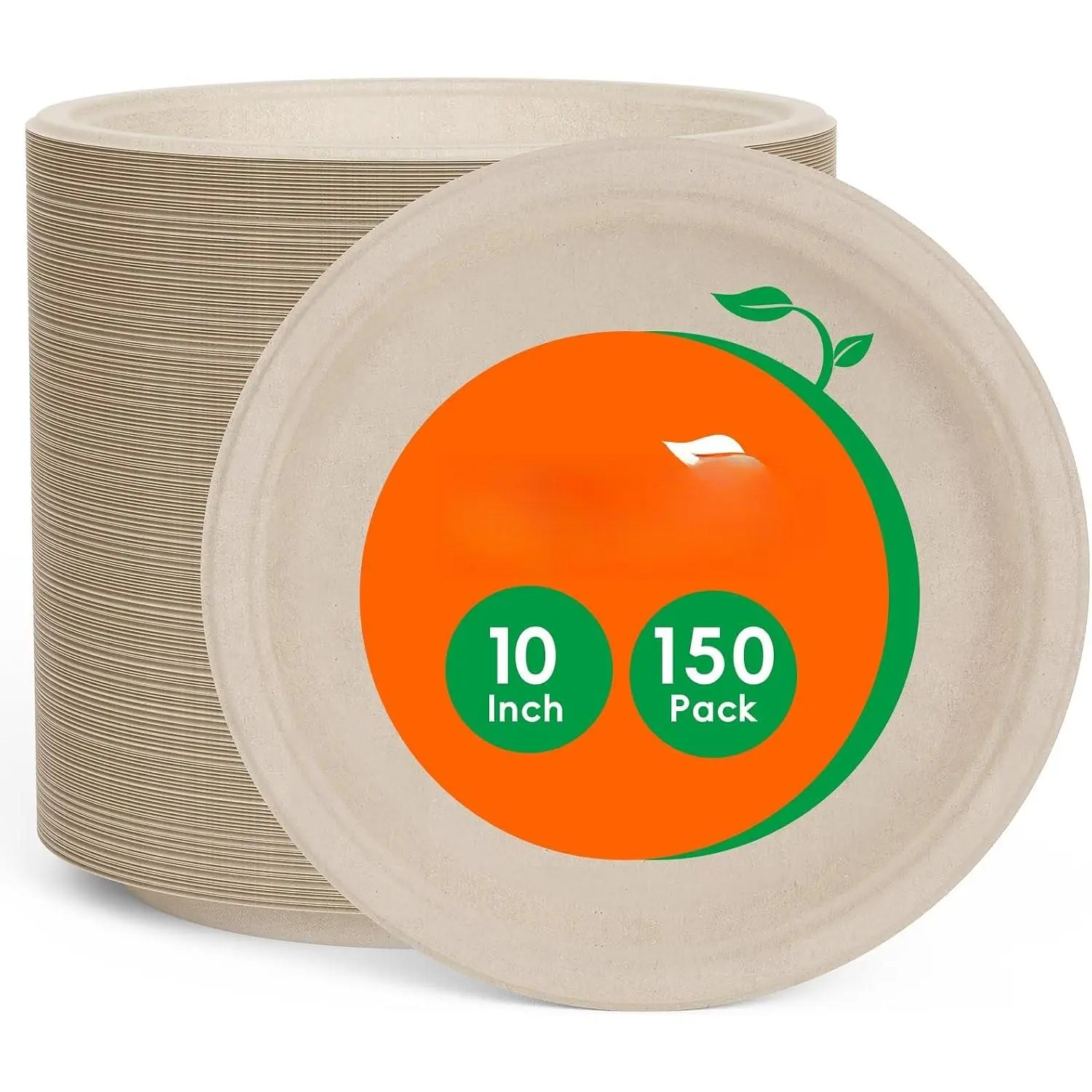 Paper Plates 10 Inch, 150 Pack Compostable Heavy Duty Disposable  Sugarcane Bagasse  Paper Plates for Thanksgiving Party Dinner