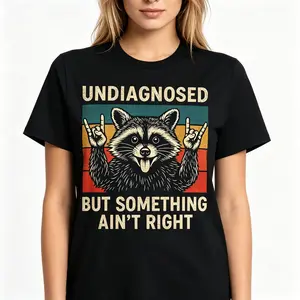 "Undiagnosed But Something Ain't Right Retro Vintage Raccoon Graphic Top" Graphic Unisex Tee | All-Season Breathable Top