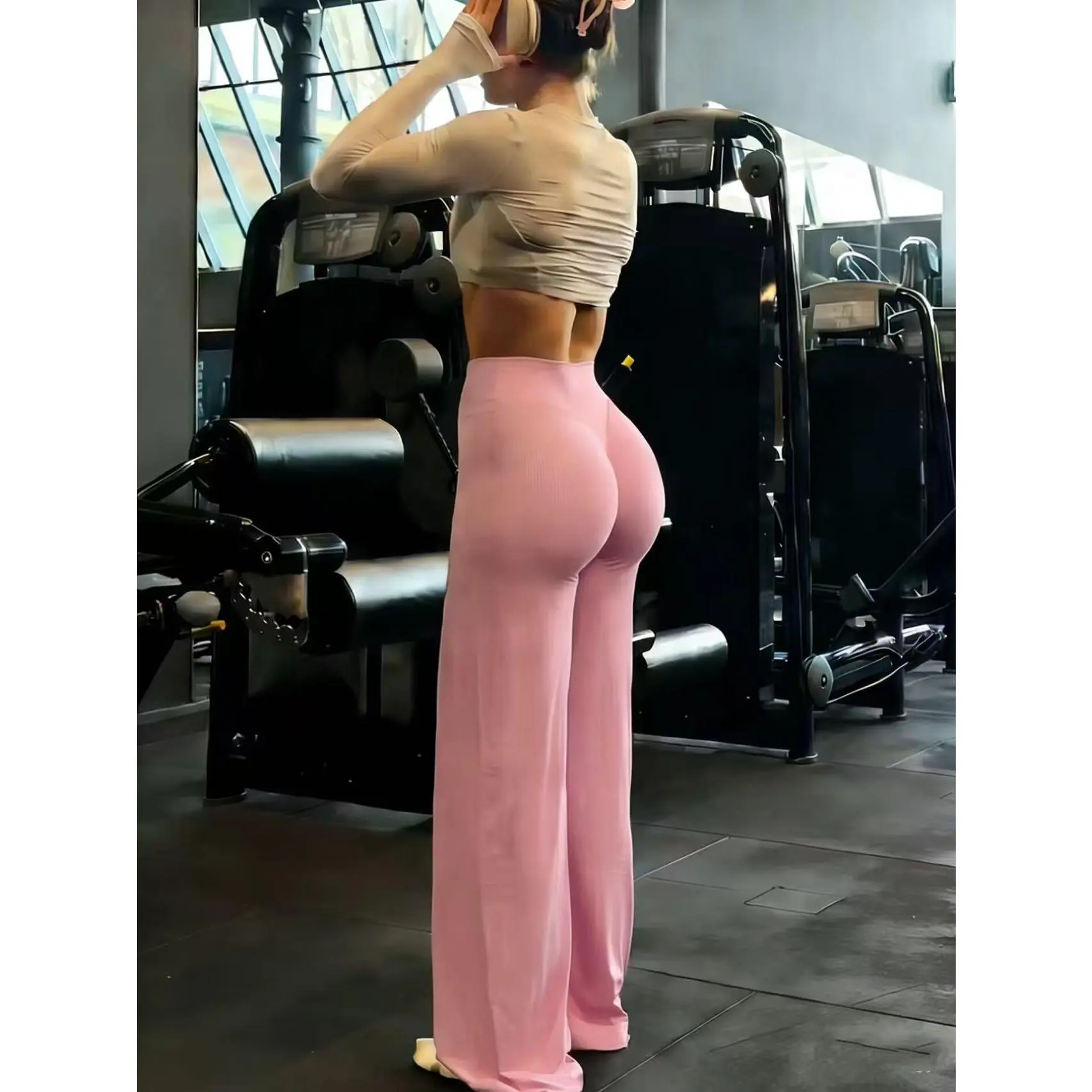 Women's Stylish High-Waist Flared Leggings - Soft Full-Length Yoga Pants with Tummy Support & Contour Fit for Gym, Pilates, Everyday Activity
