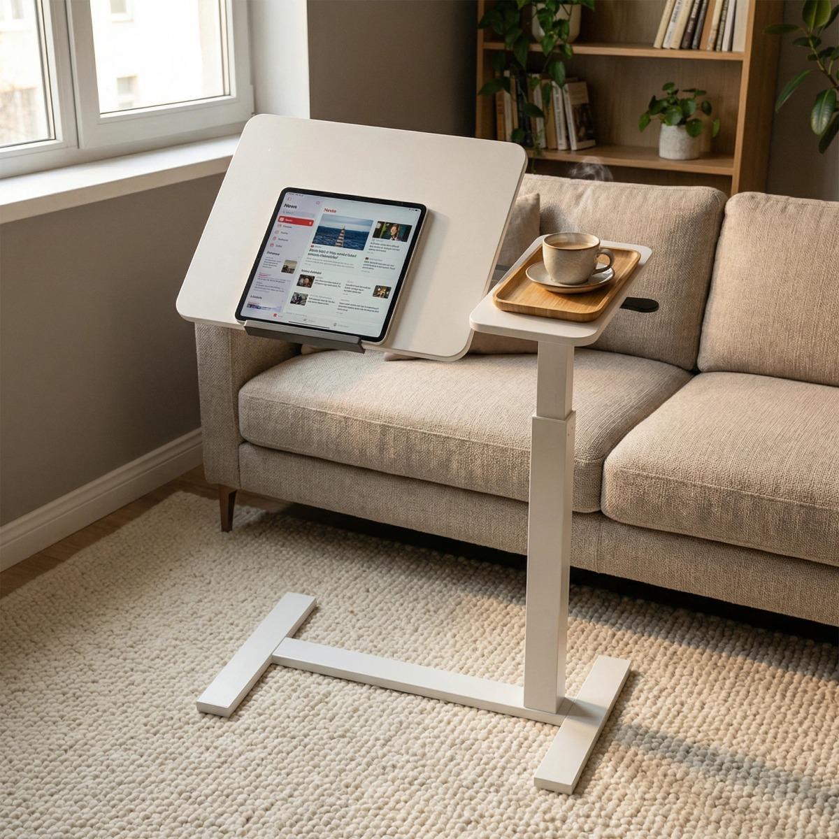 Mobile Adiustable Standing Desk, Overbed bedside desk with Flip Desktop and 4 Wheels, Height & Angle Adjustable Rolling Laptop table,Portable Over Bed Desk for Home, Office, Study, hospital.white Mobile Adiustable Standing Desk, Overbed bedside desk with Flip Desktop and 4 Wheels, Height & Angle Adjustable Rolling Laptop table,Portable Over Bed Desk for Home, Office, Study, hospital.white