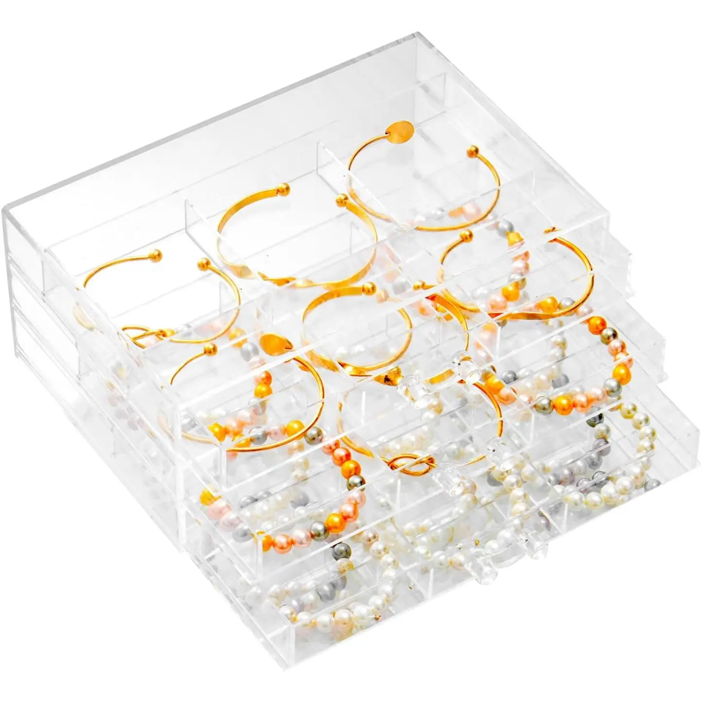 Earring Organizer Box Large 18 Compartments |  Holder Organizer with 3 Drawers Stackable Earring Bracelet Storage Case  Boxes for Women (Clear)