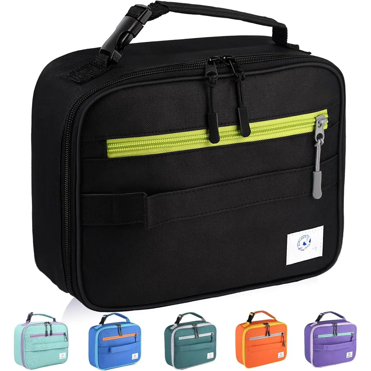 Lunch Box , Insulated Lunch Bag  Boys Girls  to School, Soft Lunch Box for Men  Lunchbox for Office,Outdoor,School (Black)