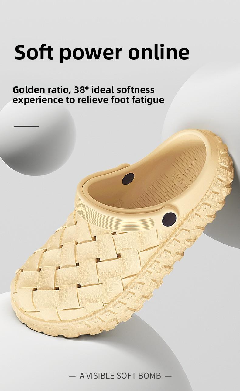 Unisex Woven Clogs for Women, Summer New Super Soft Indoor Outdoor Slippers, Fashion Casual Versatile Couple Garden Shoes arch support clog comfortable mule