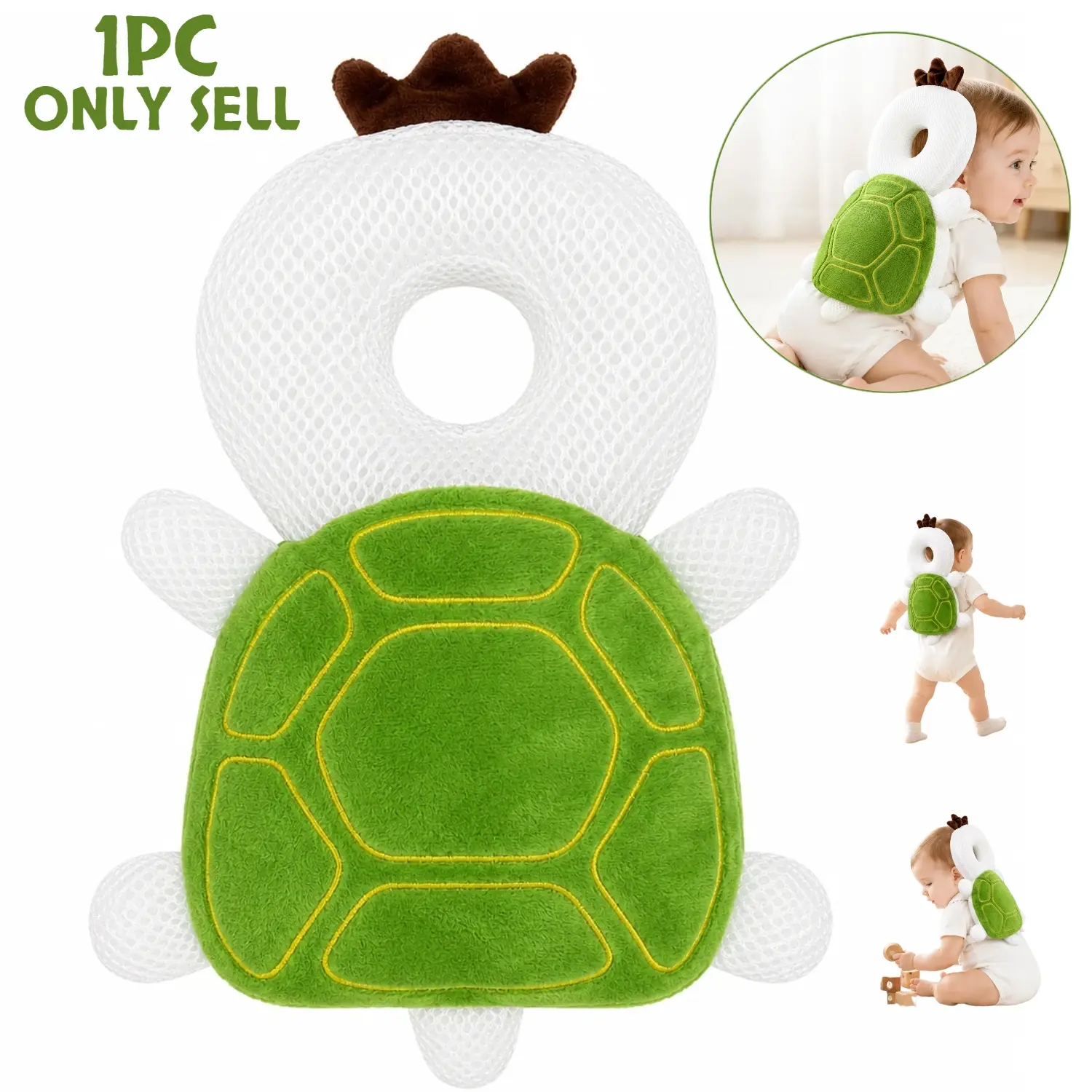 1pc breathable early education anti-collision back pad, home teaching protective gear, with horizontal strap for fixation, turtle-shaped anti-fall early education protective pad suitable for walking practice protection