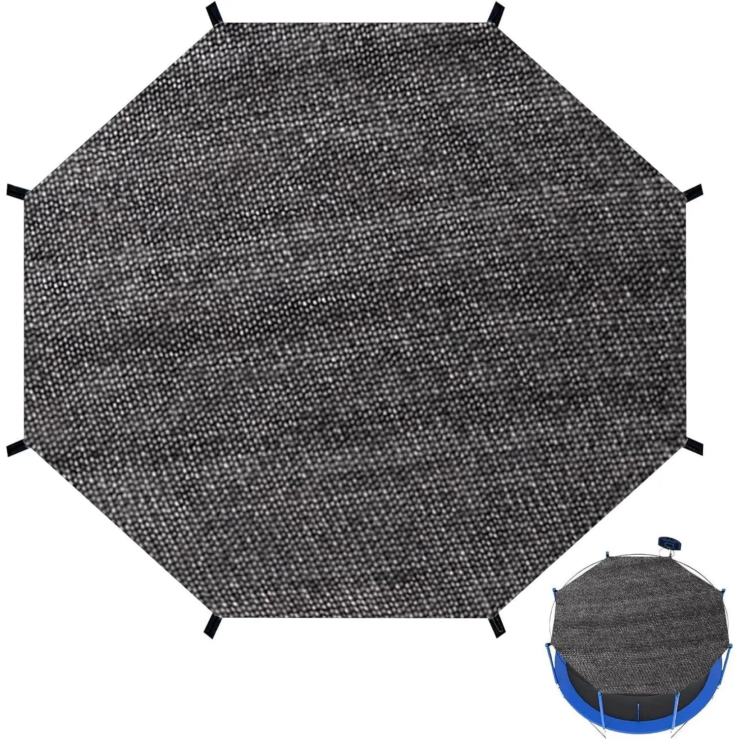 Outdoor Trampoline Top Shade Canopy Cover, UV & Leaves Resistant Sun Protection Net, Easy to Install, Fits 6ft 8ft 10ft 12ft Trampolines (12ft 8 Poles)