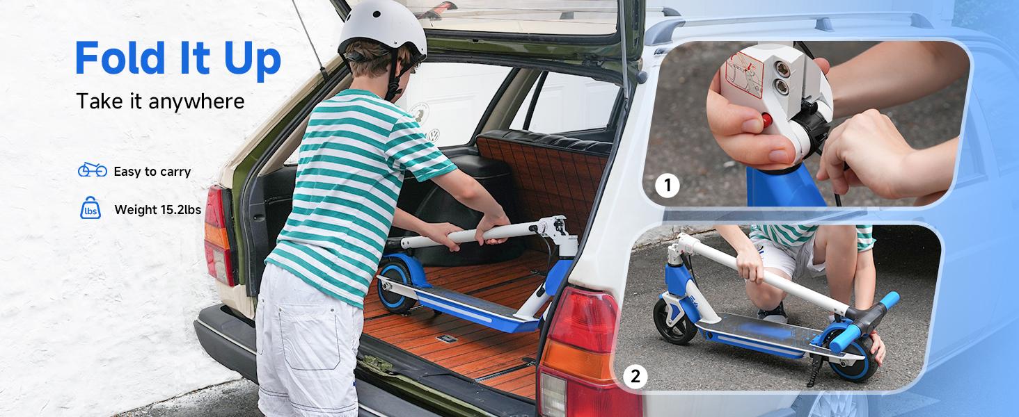 Foldable Kids Electric Scooter Ages 6 - 14, 150W-200W Motor, 3 - Speeds (5/8/12 Mph), Dual Brake, LED Display, Colorful Lights, UL 2272 Certified, 5 - inch Flash Tire, 154lb Max Load