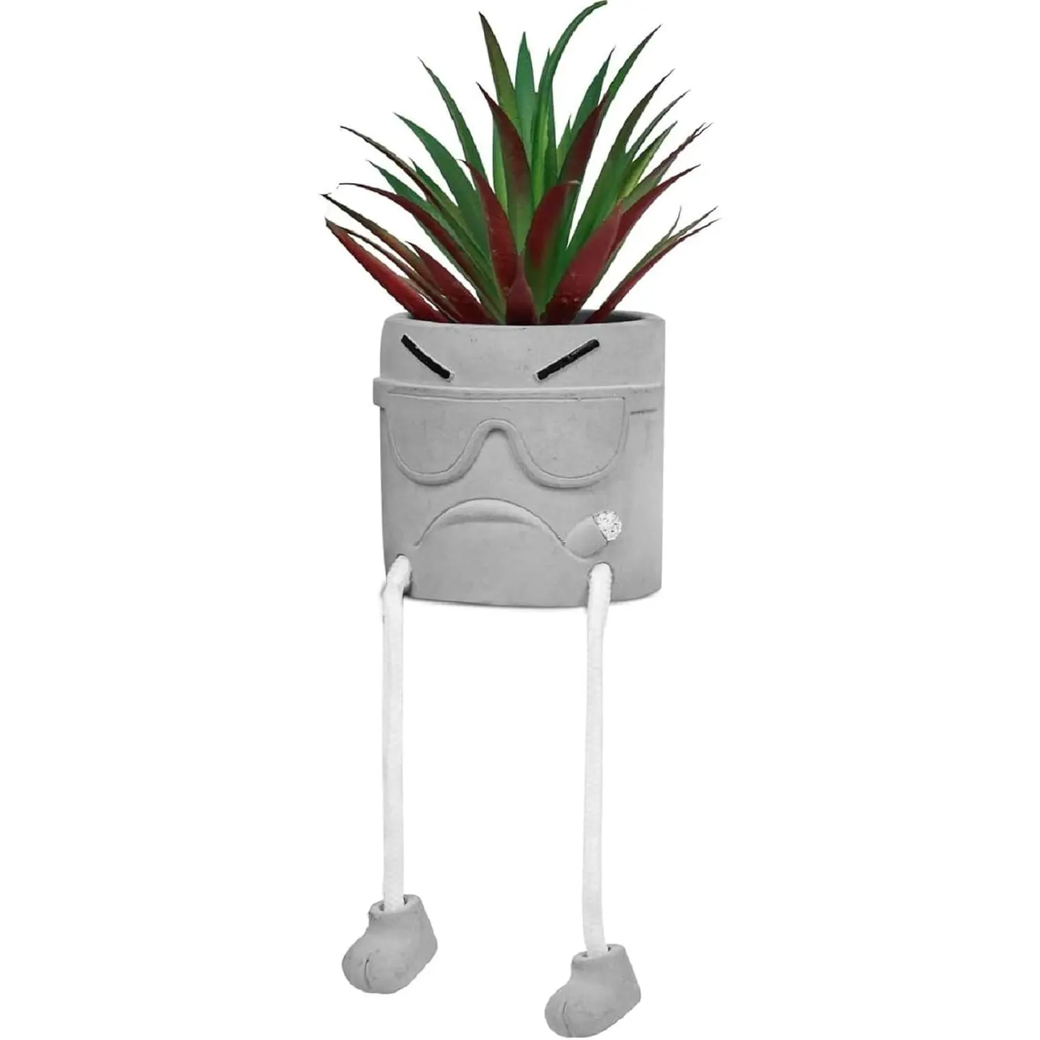 Faux Succulent Artificial Plant 1 Pcs Set in Cement Pots - Decorative Home Improvement Garden Pot for Room, Window, Wall, Kitchen Shelves, Office Desk, Office Decor