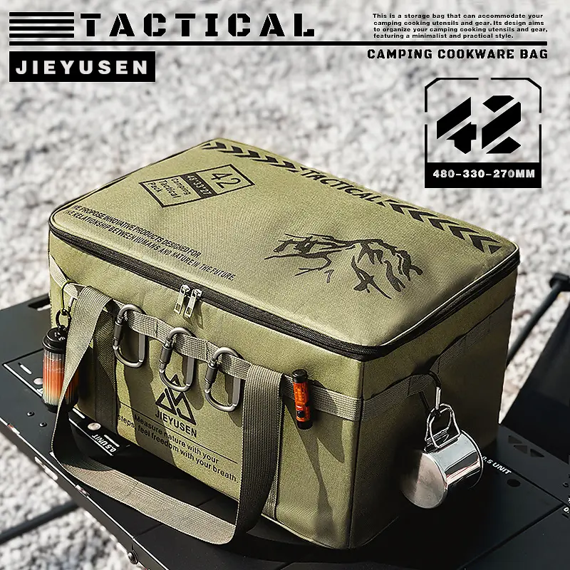 Outdoor camping storage bag, foldable storage box, equipment storage box, large-capacity kitchen utensils and tableware, outdoor tactical bag
