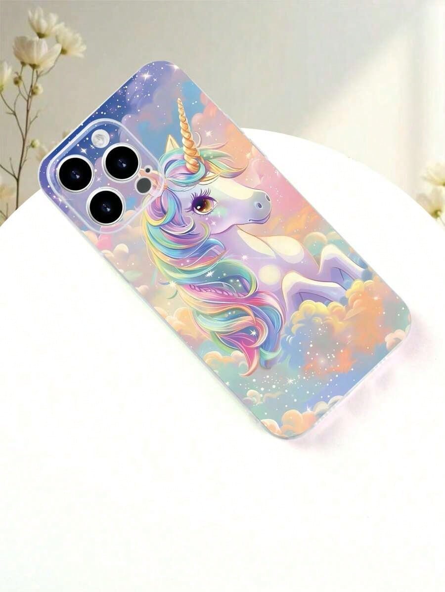 Creative And Beautiful Cloud Rainbow Unicorn Pattern Phone Case,Shockproof And Anti Drop TPU Soft Protective Case, Suitable For IPhone17/IPhone17 Air/IPhone17 Pro/IPhone17 Pro Max/16 Pro Max/15 Pro Max/14 Pro Max/13 Pro Max/12 Pro Max