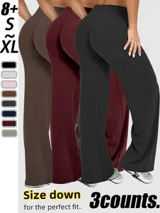 Women's High Waist Elastic Yoga Pants, Abdominal Control, Wide Leg Sports Pants, Gym Running Jogging, Durable Structure, Comfortable Fit