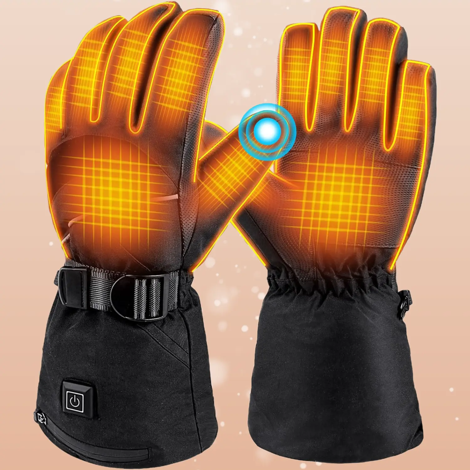 Rechargeable Heated Gloves with Adjustable Temperature, Windproof Touchscreen Motorcycle Gloves for Cyclists, Biking & Daily Commuting, Rechargeable Battery, 12*31Cm, Flexible Custom Design, Long-Lasting Continuous Heating, Outdoor Winter Conditions