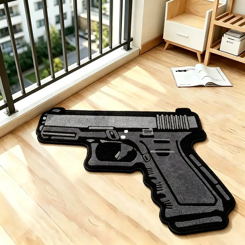 American Style Gun Pattern Rug, House Decor Rug, Soft and Comfortable, Easy to Clean, Irregular Shape, Suitable for Living Room, Bedroom, Lounge, Tea Table, Closet