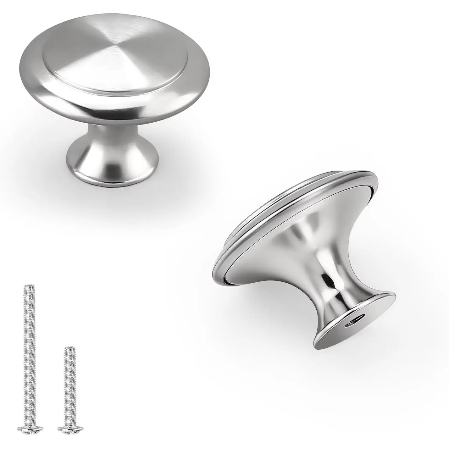 10Pack Single Hole Satin Nickel Cabinet Knobs Round T-Shaped Kitchen Cabinet Knobs with Zinc Alloy Base Dresser Drawer Pull Knob for Cabinets,Closets,Wardrobes,Cupboards