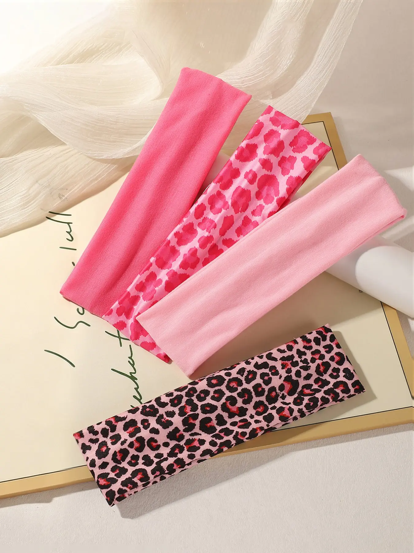 4pcs Y2K Leopard Print Headbands for Women, Anti-Slip Sweatproof Hair Bands for Running Fitness, Daily Commute Makeup Fixer, Workout Headbands