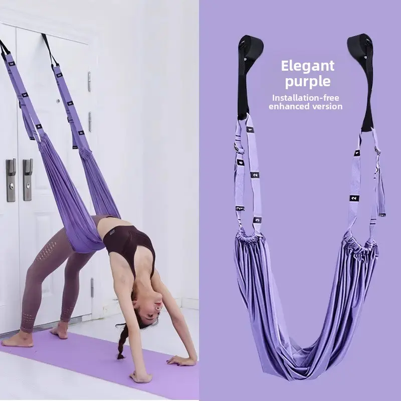 Aerial yoga sling Household yoga rope One-word horse inverted lower waist training equipment Hanging door stretching belt Elastic rope Pedal Resistance Fitness Set