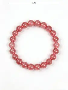 Natural Strawberry Quartz Bracelet for Women, 8mm Handmade Single Loop, 15cm Heart Chakra Energy Crystal, Gift for Loved Ones