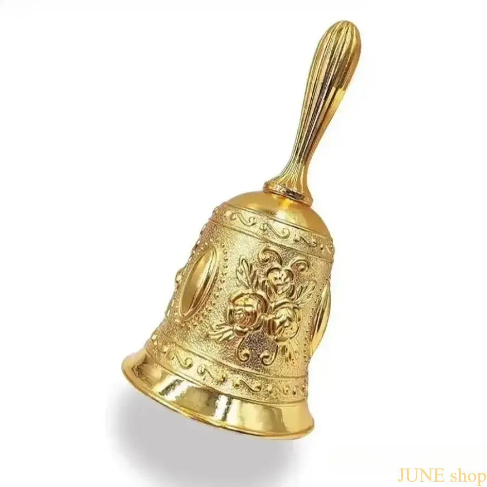 Golden Hand Bell With Soft Calming Tone For Meditation Spiritual Ritual And Religious Decoration, Multipurpose Accessory For Wedding Ceremony Luggage Diy Craft And Spiritual Themed Gift Giving