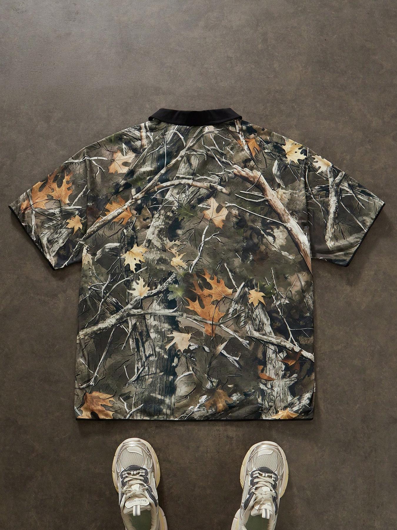 Men's Camo Print Polo Shirt, Casual Short Sleeve Top for Outdoor Activities, Fashion Men's Clothes for All Seasons, Menswear, Athletic Sports Clothing