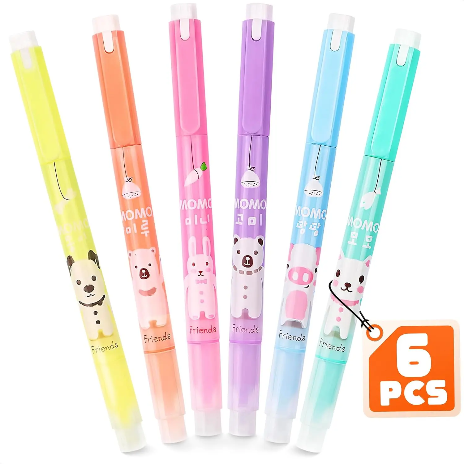 6 count Highlighters  Colors Set – 5.7" Markers, Markers for Adults – Two-Sided Tips, Bright Fade-Resistant Colors, No Bleeding, Lightweight, Designed for Notes & Journaling