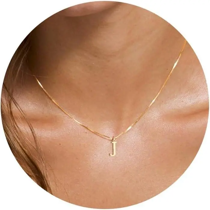 Gold Initial Necklaces for Women, Dainty Gold Letter Necklace Tiny A-Z Pendant Choker Necklace Trendy Cute Personalized Monogram Name Necklace Gold Jewelry Necklace for Women Gift