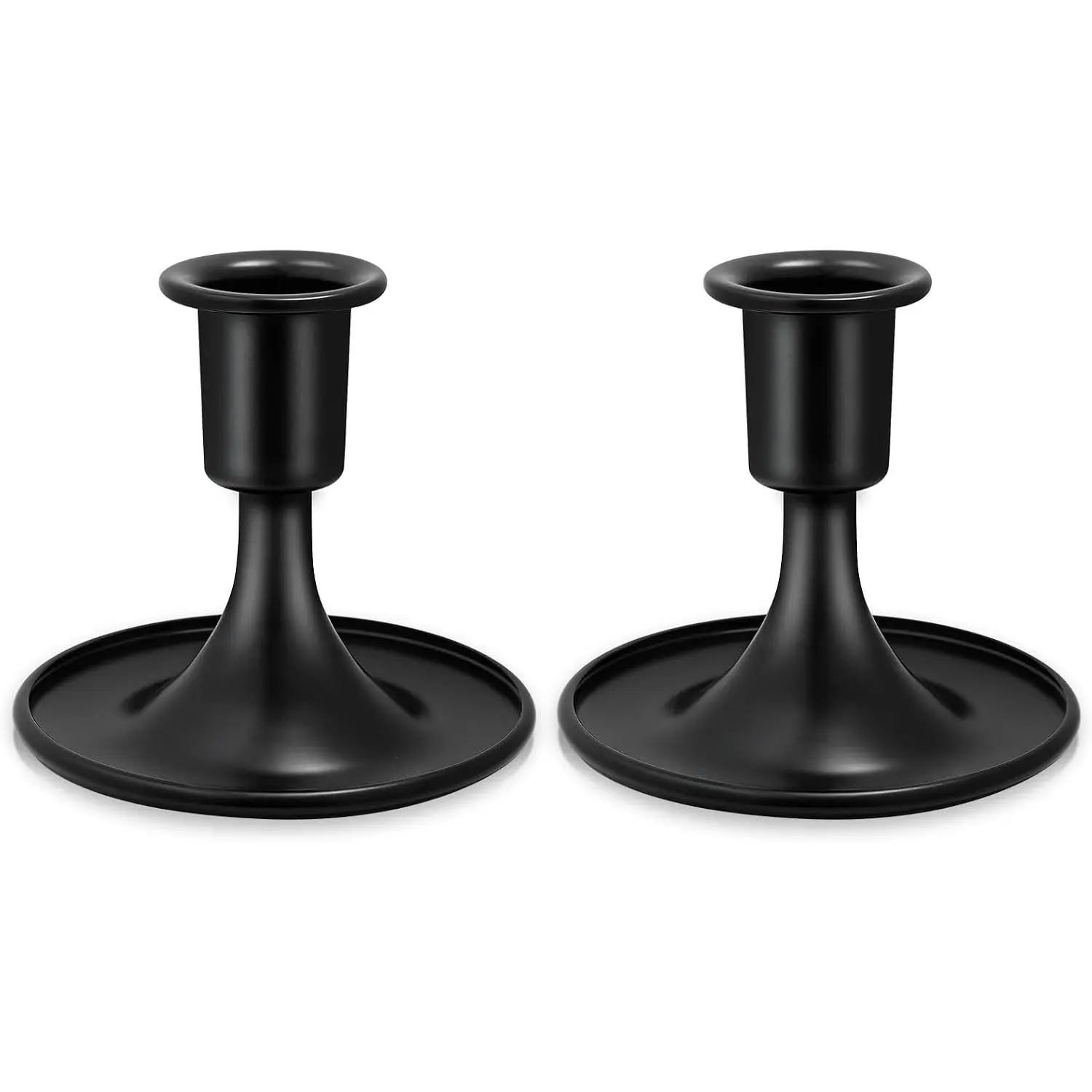 Candlestick Holders 2 count Short Metal Taper Candle Holders,  Black Candle Stick Holders Set,  for Table Centerpiece Mantel Party Wedding Christmas  Decor, Set of 2