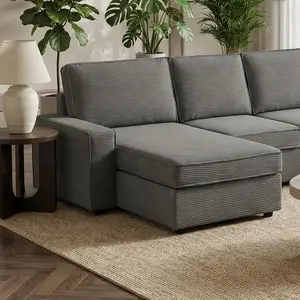 Modular Sectional Sofa Chaise with Left Armrest, Modern Gray Convertible Deep Seat Cloud Sofa for Living Room Office